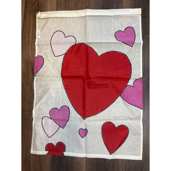 Vintage 1998 Heart Print Nylon Flag 28”x 40” Four Star Intl. Trading Co. - Picture 4 of 5